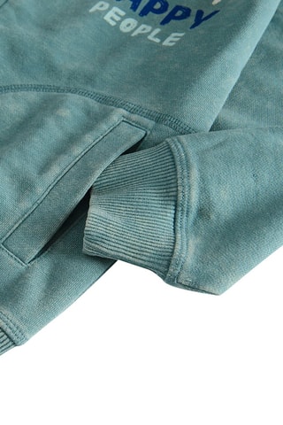 Sweat à capuche en velours - Turquoise chiné