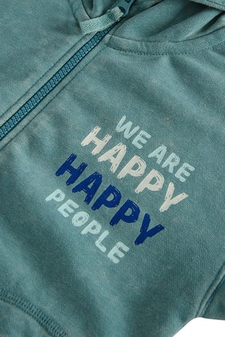 Sweat à capuche en velours - Turquoise chiné