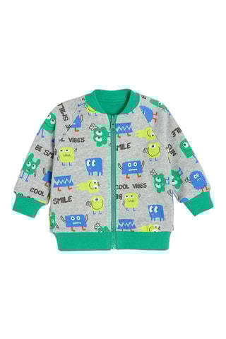 Sweat réversible - Turquoise et gris chiné