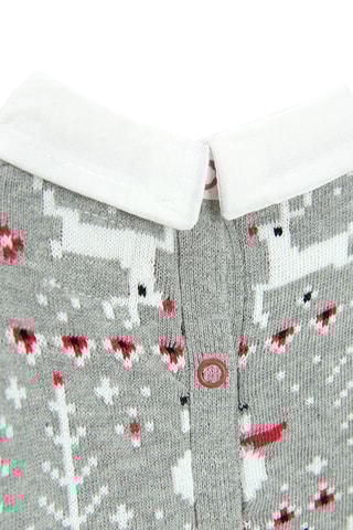 Combinaison trompe-l’œil - Gris clair chiné et rouge