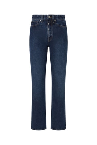 Jeans straight a vita alta - Blu scuro