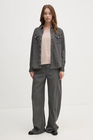 Camicia regular in jeans - Nero