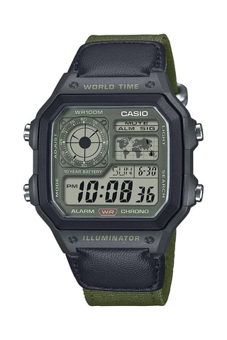 Orologio digitale in tessuto nato - Cronometro - Verde e nero