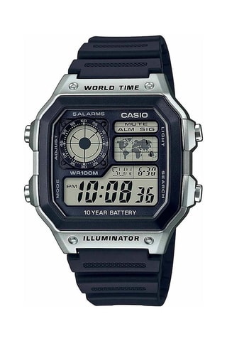 Orologio digitale in resina - Cronometro e funzione GMT - Nero e argentato