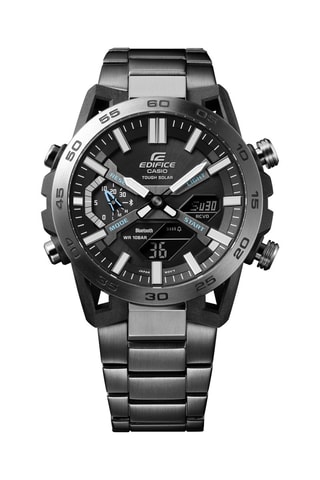 Orologio al quarzo in acciaio e fibra di carbonio - Cronometro - Bluetooth - Grigio scuro