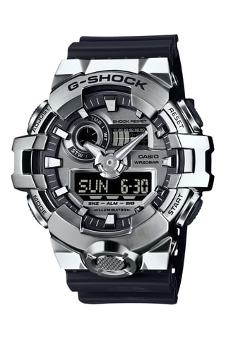 Orologio digitale e analogico in resina - Cronometro, funzione luce e allarme - Nero e argentato