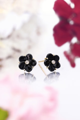 Orecchini Fleur - Oro giallo, ceramica e diamante