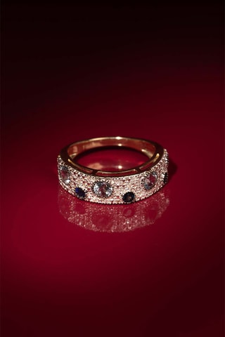 Anello Majunga - Oro giallo, diamanti, zaffiri e topazi