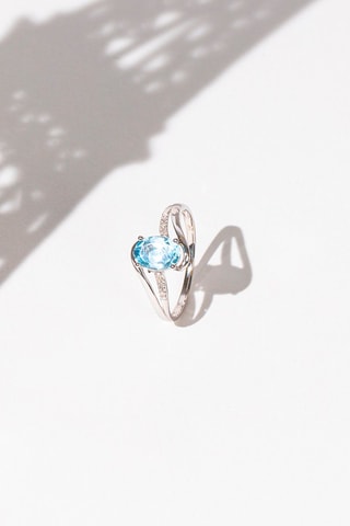 Anello Auckland - Oro bianco, topazio e diamanti