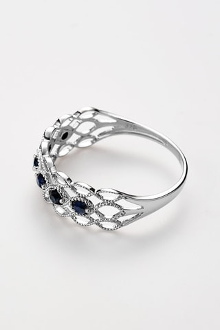 Anello Pianosa - Oro bianco e zaffiri