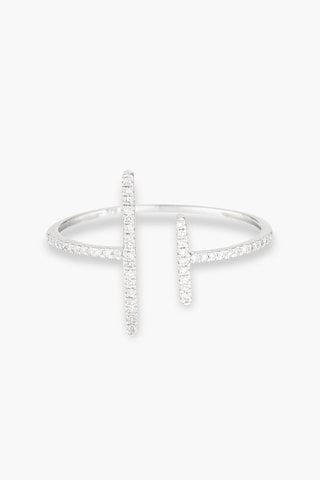 Anello Parallèle asymétrique - Oro bianco e diamanti