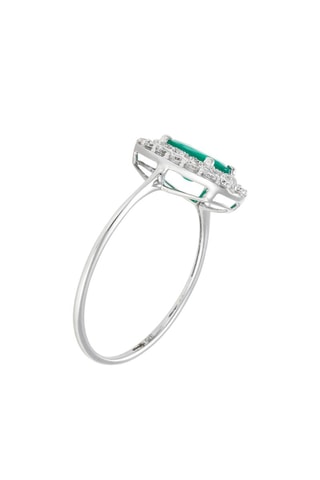 Anello Andaman - Oro bianco, diamanti e smeraldo