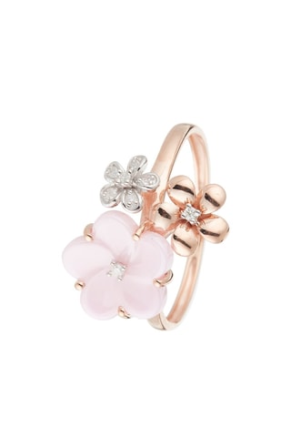 Anello Floraison -  Oro rosa, ceramica e diamanti