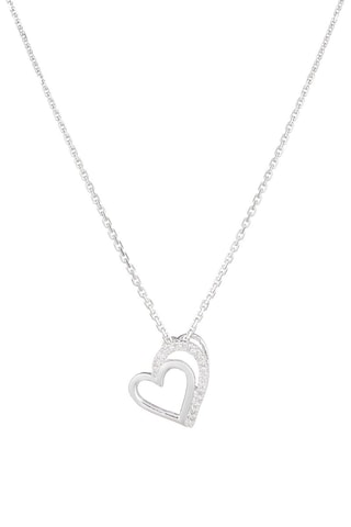 Ciondolo Two Hearts  - Oro bianco e diamanti - Diamanta