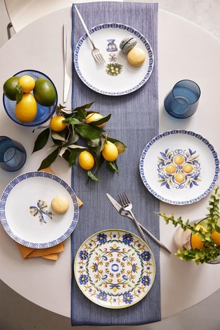 4 pratos para sobremesa em porcelana - 21 x 21 x 2 cm