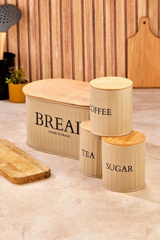 4 contenitori salvafreschezza con coperchi in legno