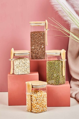 Conjunto de frascos em bambu - 12 peças