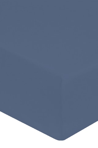 Lenzuolo sotto in raso di cotone 120 fili/cm² - Blu - Angolo 30 cm
