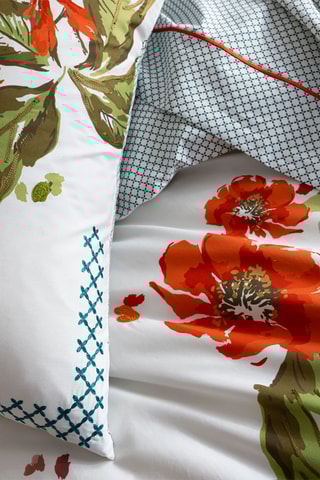 Federa in percalle di cotone 80 fili/cm² - Bianco e verde