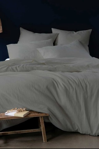 Parure copripiumino in doppia garza di cotone - Grigio