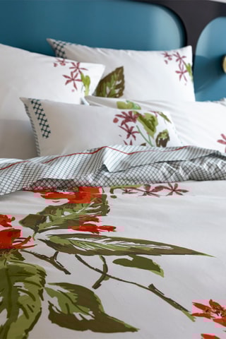 Parure copripiumino in percalle di cotone 80 fili/cm² - Bianco e verde