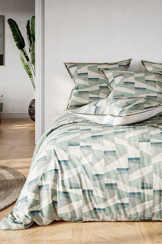 Parure copripiumino in cotone 57 fils/cm² Holt - Bianco e verde 