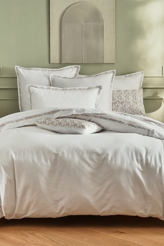 Parure copripiumino in raso di cotone 120 fili/cm² Dallas - Bianco e beige