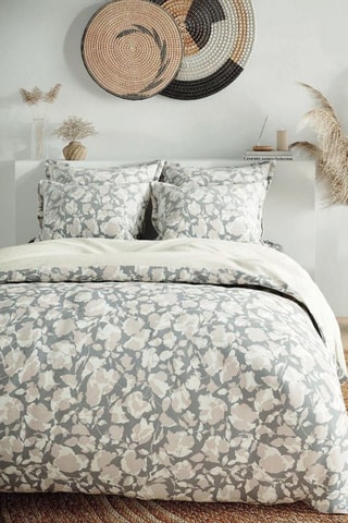 Parure copripiumino in cotone 57 fils/cm² Sandy - Grigio e beige