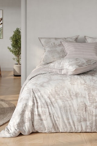 Parure copripiumino double face in cotone 57 fili/cm² Céleste - Beige