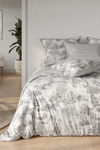 Parure copripiumino double face in cotone 57 fili/cm² Céleste - Beige