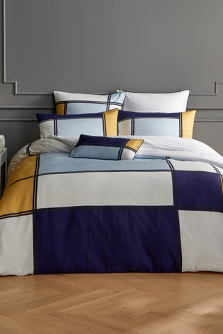 Parure copripiumino in cotone Theo - Bianco e blu