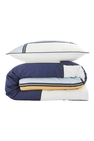 Parure copripiumino in cotone Theo - Bianco e blu