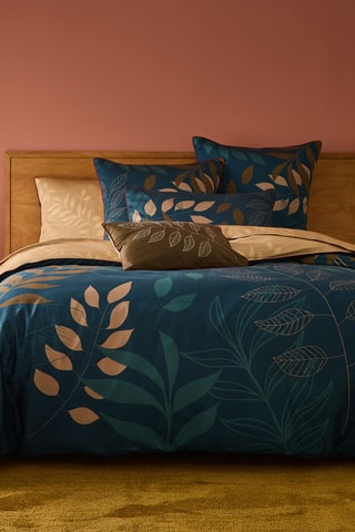 Parure copripiumino in cotone Dina - Verde scuro e marrone