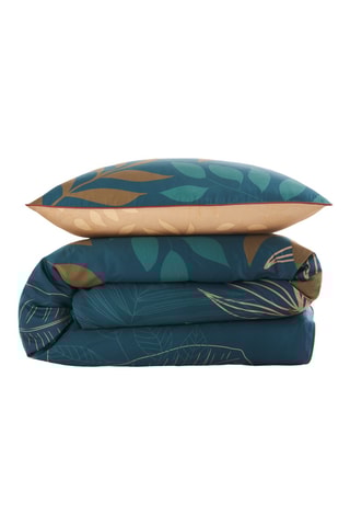 Parure copripiumino in cotone Dina - Verde scuro e marrone