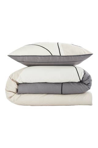 Parure copripiumino in cotone Solene - Grigio scuro e bianco