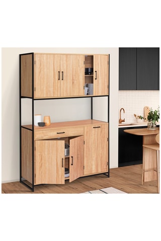 Móvel industrial 6 portas Memphis - Imitação em madeira e preto