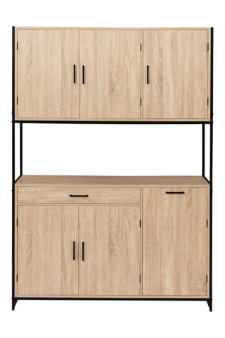 Móvel industrial 6 portas Memphis - Imitação em madeira e preto