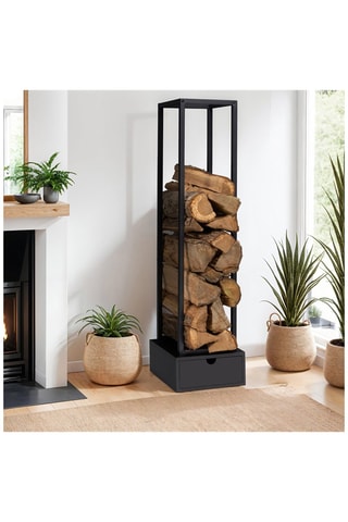 Suporte vertical para lenha - Preto