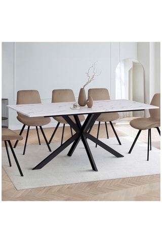 Mesa de refeição Glam - Imitação de mármore e preto