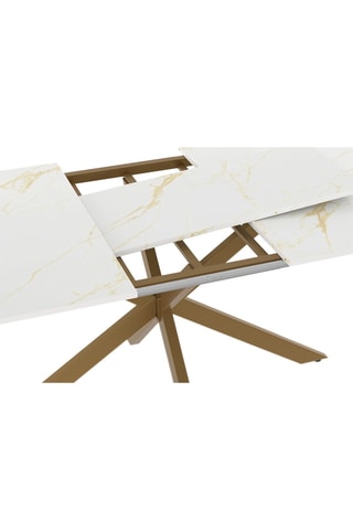 Mesa de refeição extensível Glam - Imitação de mármore e dourado