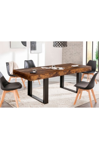 Mesa extensível Brixton - Imitação de madeira envelhecida e preto