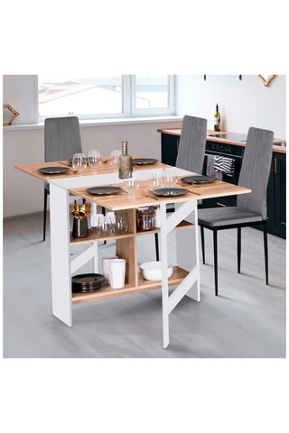 Mesa consola dobrável Edi Imitação de madeira e branco