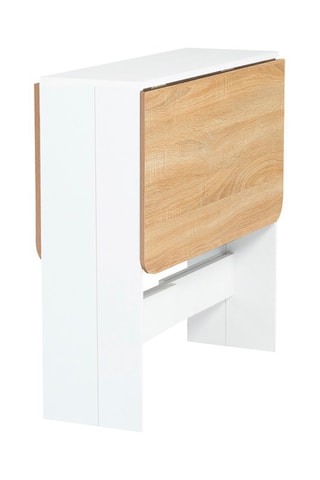 Mesa consola dobrável Edi Imitação de madeira e branco