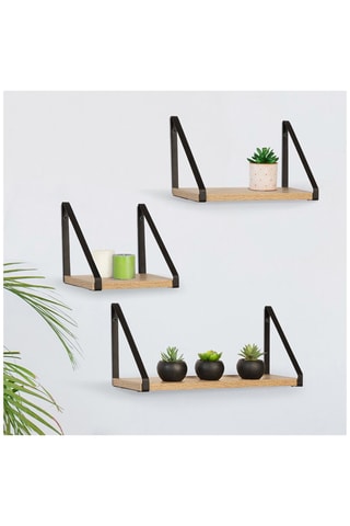 3 prateleiras de parede Manufacture Imitação madeira e preto