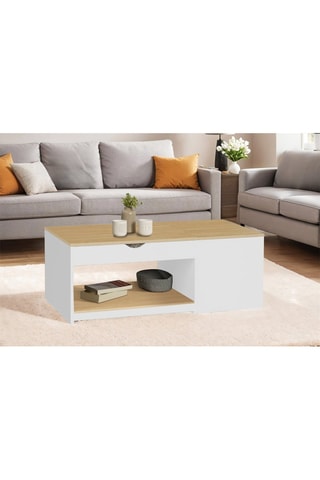 Mesa de centro Elina - Branco e imitação de madeira