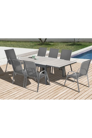 Mesa de jardim extensível em polywood cinzento-antracite 90-180cm 