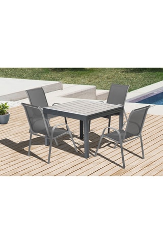 Mesa de jardim extensível em polywood cinzento-antracite 90-180cm 