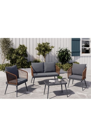 Conjunto de jardim Florida 4 lugares com almofadas em aço e polivime 