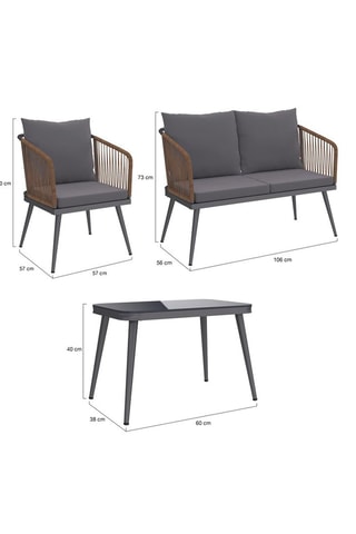 Conjunto de jardim Florida 4 lugares com almofadas em aço e polivime 