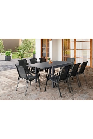Conjunto de refeição extensível 8 lugares em polywood cinzento